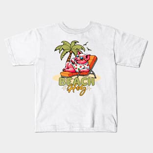 Summer Beach Pig Kids T-Shirt